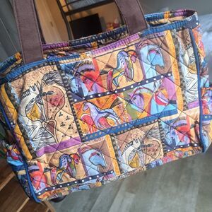 LAUREL BURCH 90's Horses Quilted Patchwork Shoulder Bag Purse Western Rodeo